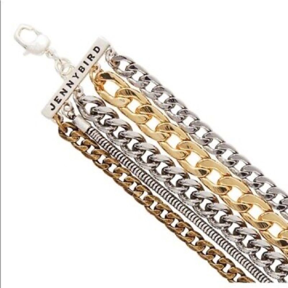 Jenny Bird Austin Cuff Mixed Metal Stacked Layered Chain Bracelet - Picture 2 of 6
